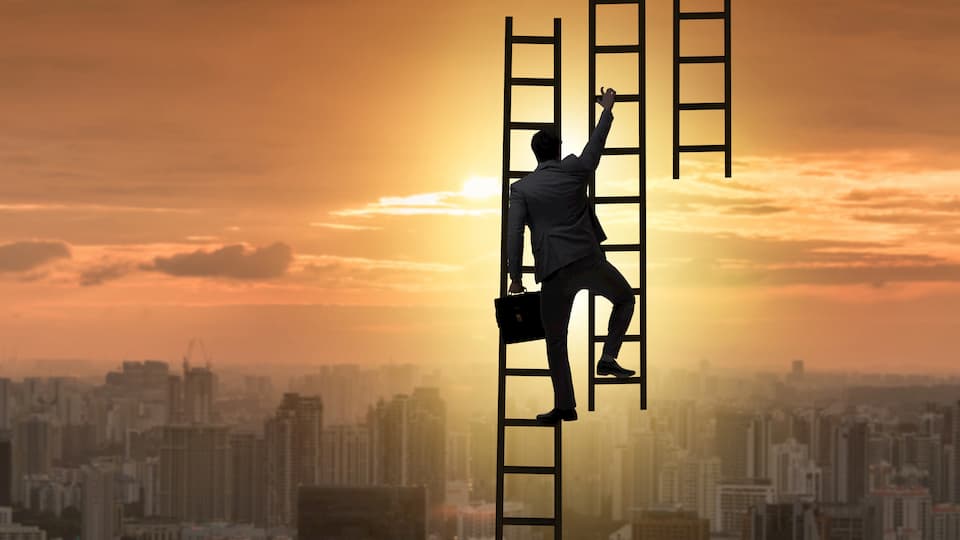 Man Ladder Climbing